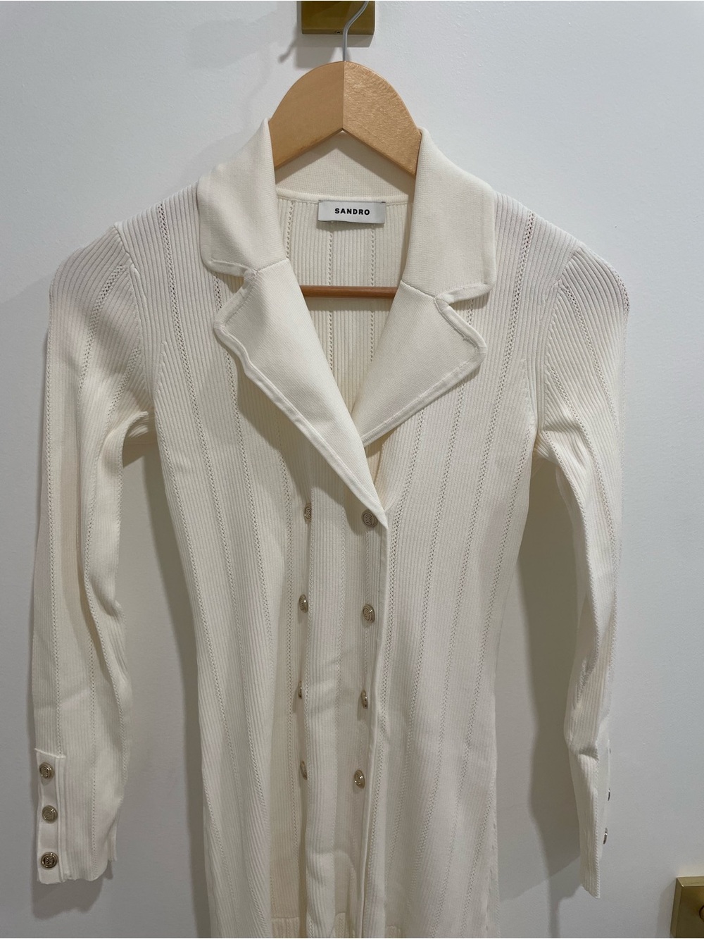 Sandro Cream White Maxi Knit Dress - Picture 4 of 7